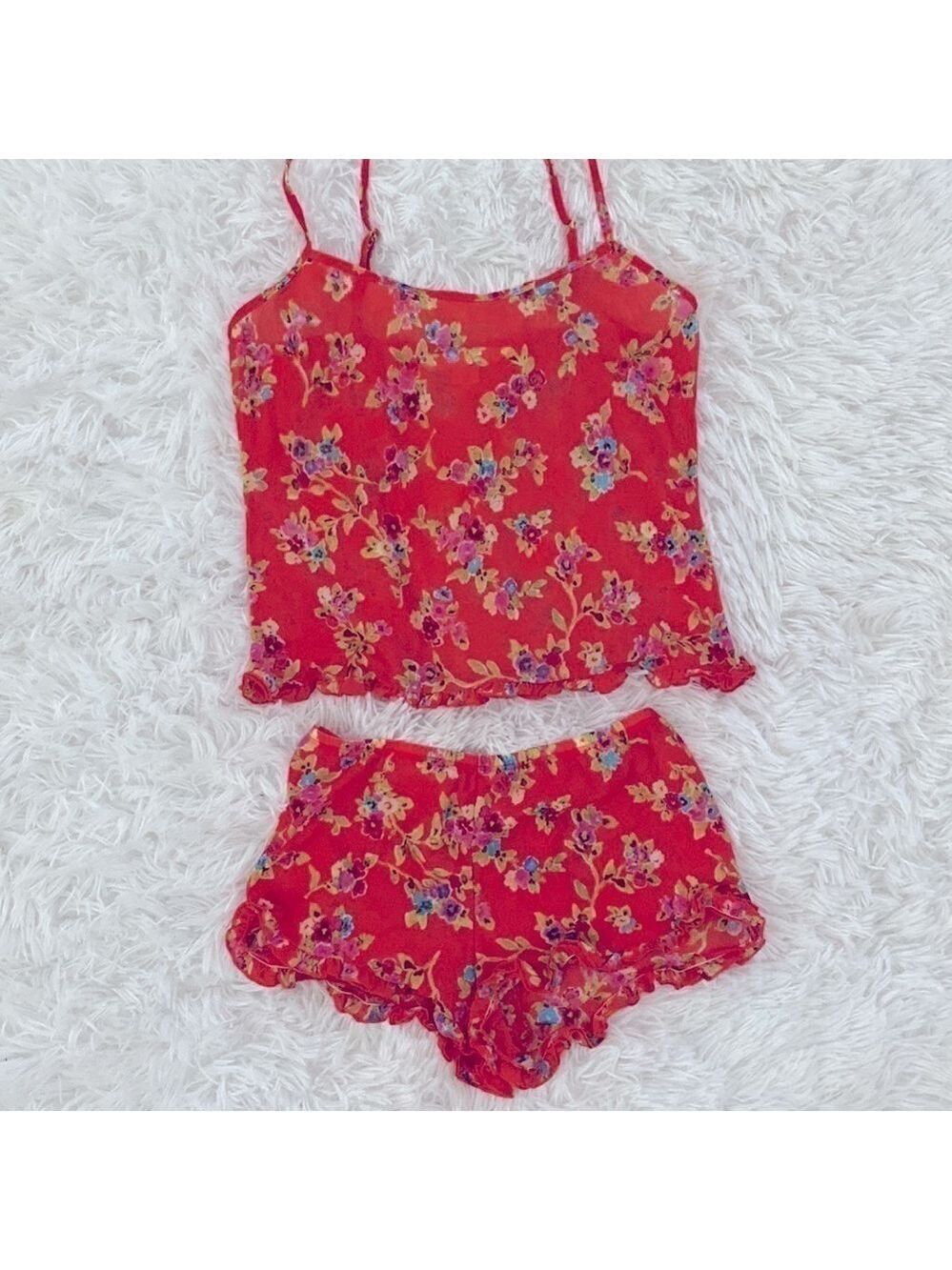 Victoria’s Secret vintage y2k mesh crop cami and shorts set